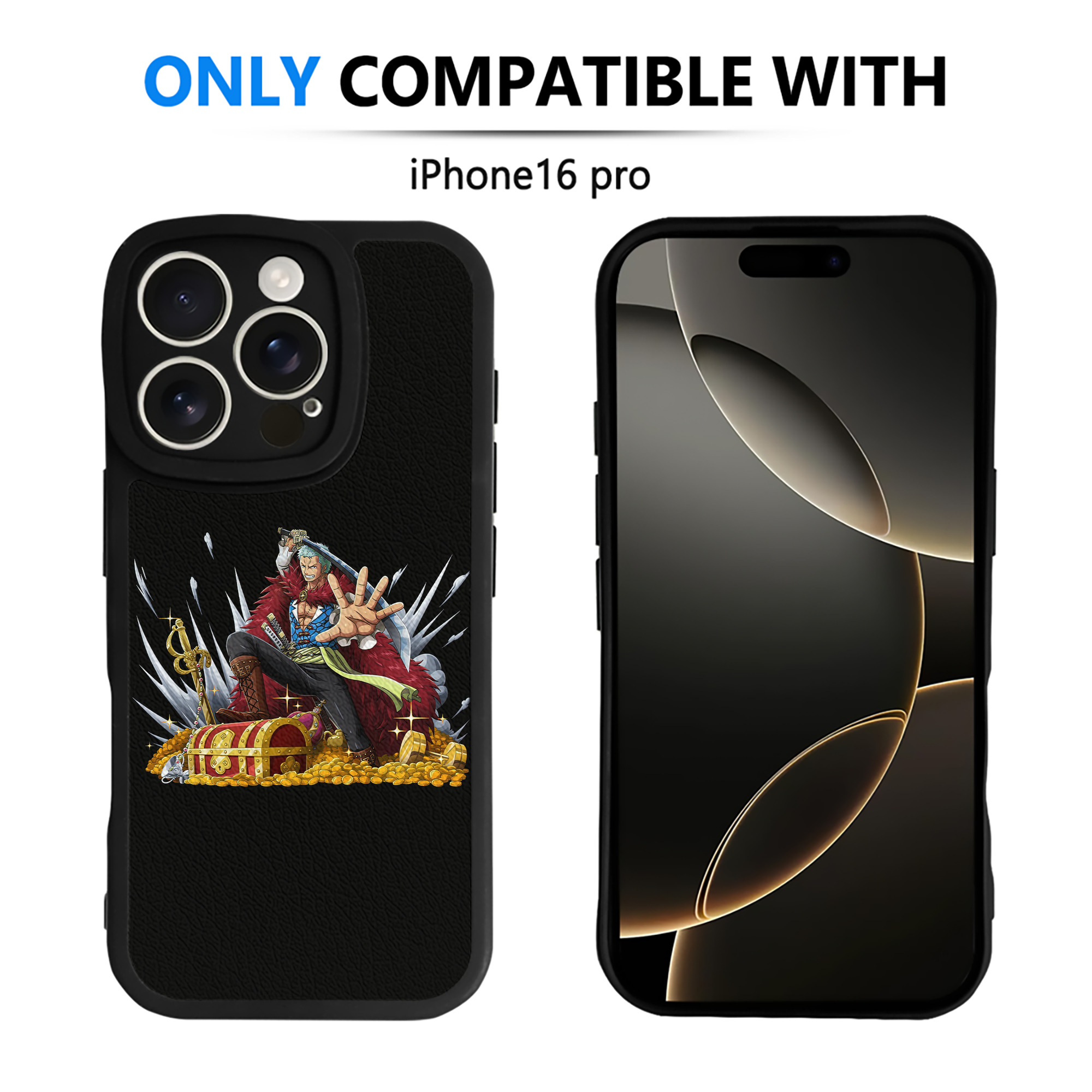 （画像用） ワンピース ロロノア・ゾロ ONE PIECE Roronoa Zoro 【iPhone 16シリーズ対応】シリコンスマホケース（レザー調） 材質：シリコン